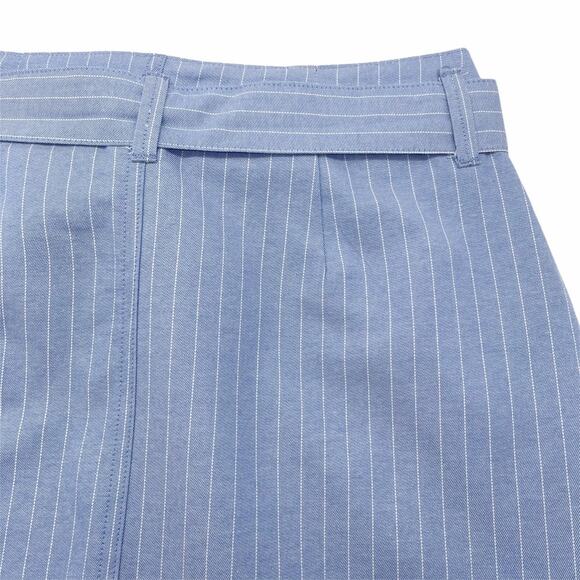 Sky and Sparrow Blue w/ White Pin Stripe Chambray Mini Skirt Junior 3 - Picture 9 of 12